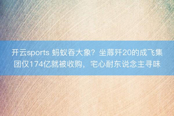 开云sports 蚂蚁吞大象？坐蓐歼20的成飞集团仅174亿就被收购，宅心耐东说念主寻味