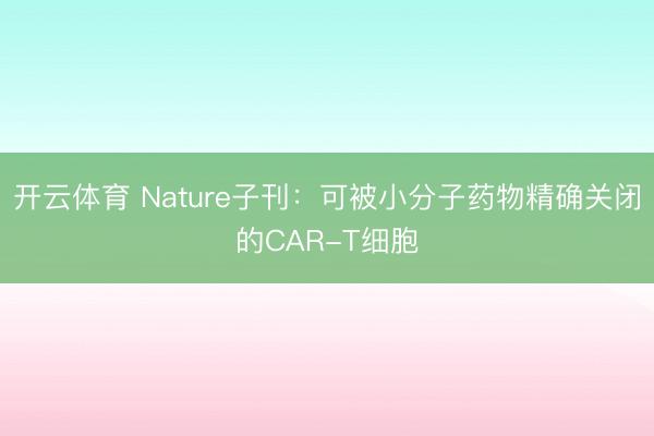 开云体育 Nature子刊：可被小分子药物精确关闭的CAR-T细胞