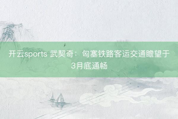 开云sports 武契奇：匈塞铁路客运交通瞻望于3月底通畅